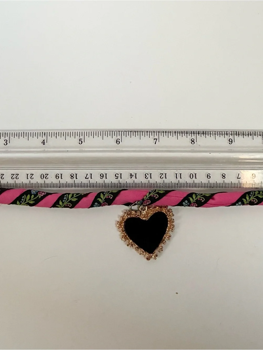 Pink Braided Heart Pendant Choker Necklace OS